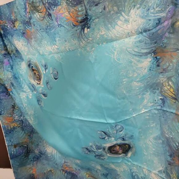 Vintage 100% Kyoto Silk Scarf 1970's Hand rolled edges - Picture 2 of 3